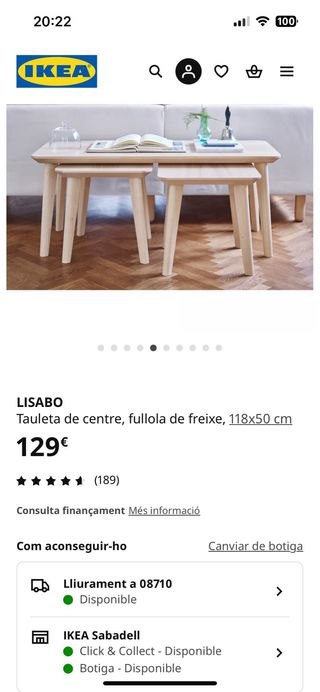 Mesa de centro LISABO IKEA madera