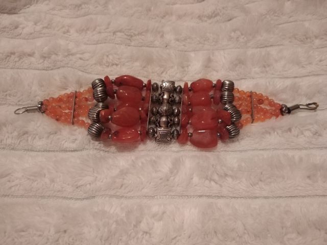 Pulsera India Cornalina y Metal
