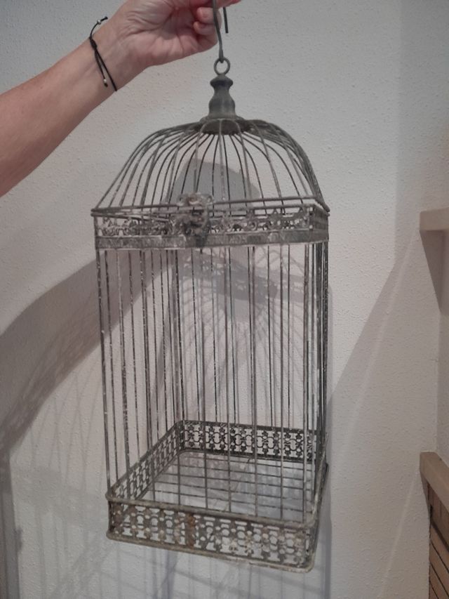 Jaula de pájaro antigua decorativa 50 cm alto
