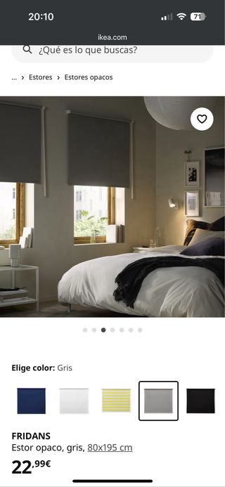 Estor opaco FRIDANS IKEA gris 