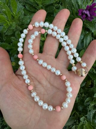 Collar Vintage Perlas y Coral
