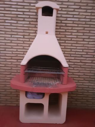 Barbacoa de piedra beige y roja