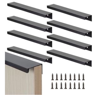 8 Tiradores Negros para Puertas/Cajones