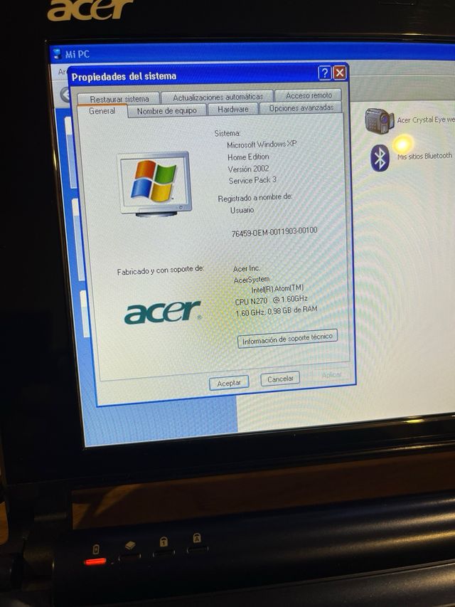 Acer Aspire One Azul Windows XP