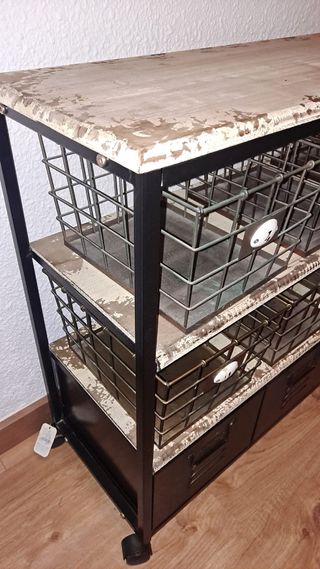 Mueble Multicajonera Madera de abeto y Hierro