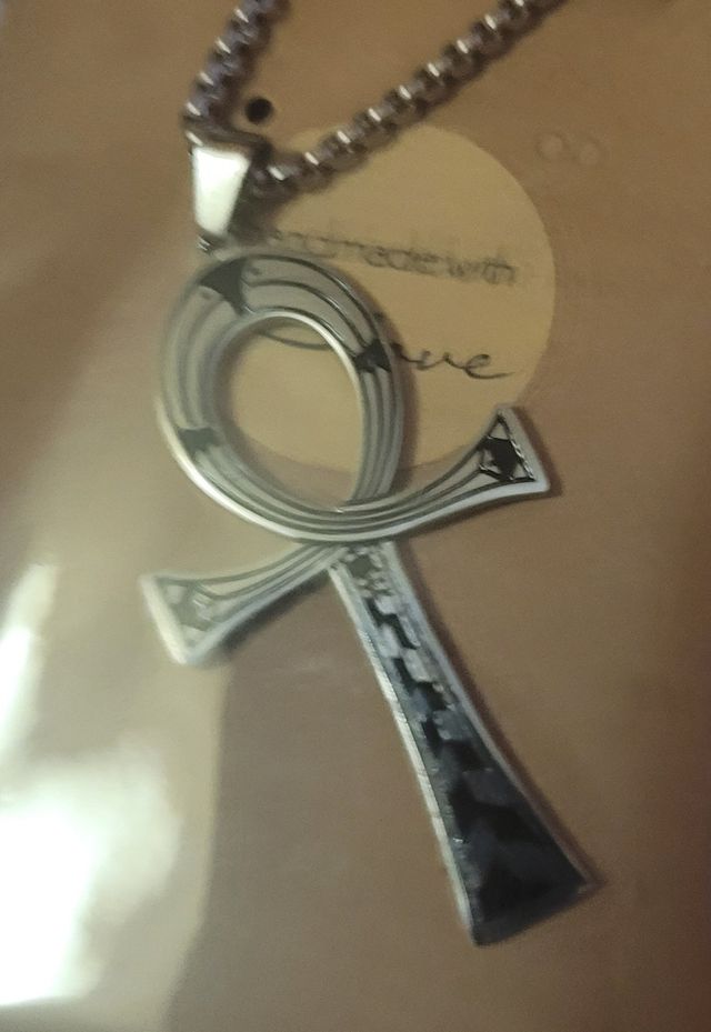 Colgante Cruz Egipcia Plata y Negro