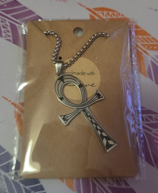 Colgante Cruz Egipcia Plata y Negro