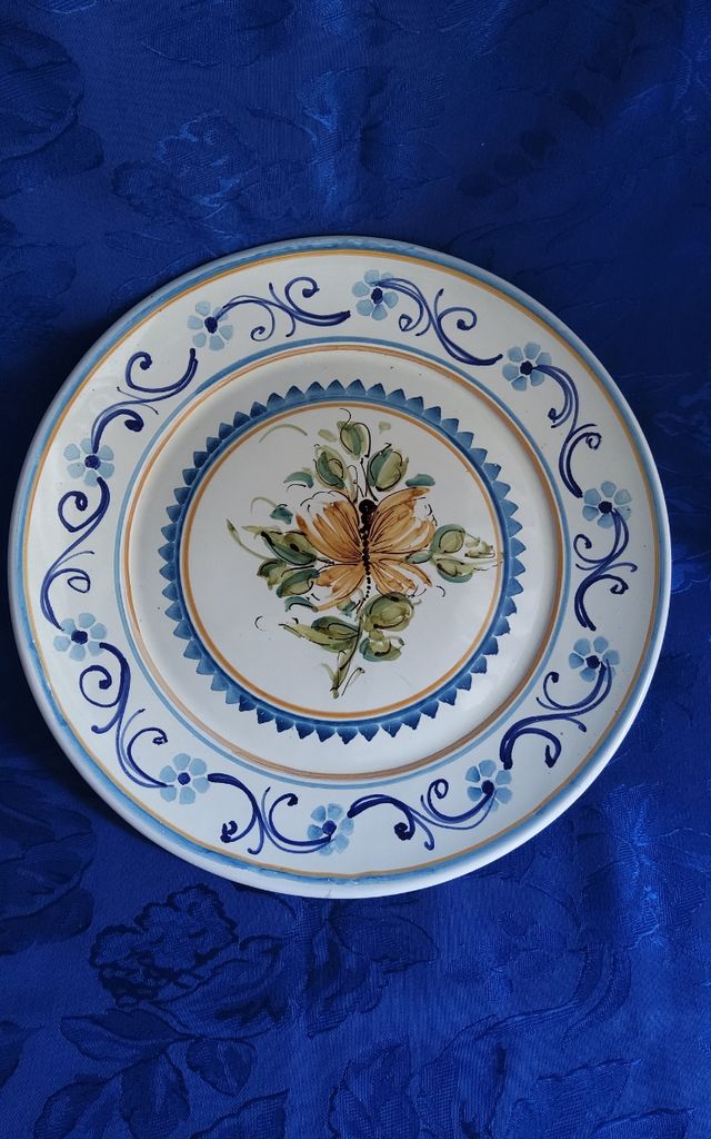 Piatto ceramica Grottaglie vintage decorato a mano
