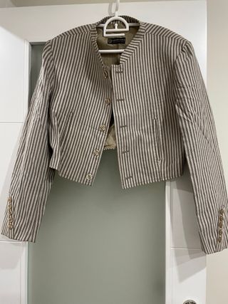 Chaqueta y chaleco traje corto hombre rayas