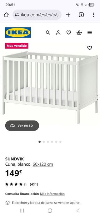 2 Cunas IKEA con colchones (también separadas)
