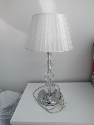 Lámpara de Mesa Cristal y Tela