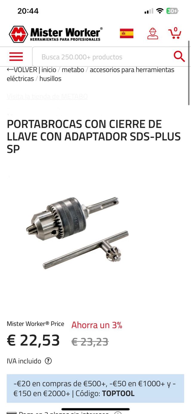 Portabrocas con Cierre de Llave y Adaptador SDS