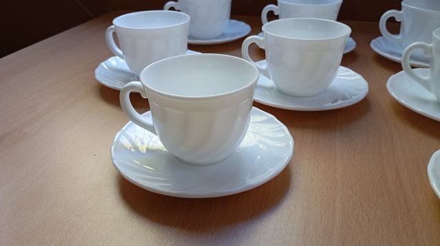 Juego de 10 tazas de café de porcelana blanca