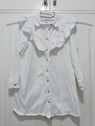 Vestido Zara denim blanco con volantes Talla XL