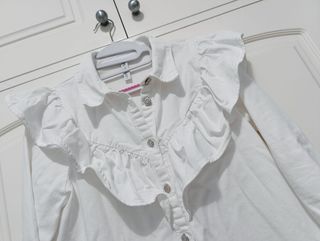 Vestido Zara denim blanco con volantes Talla XL