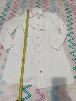 Vestido Zara denim blanco con volantes Talla XL