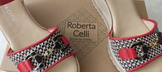 Sandalias Roberta Celli Beige y Rojas