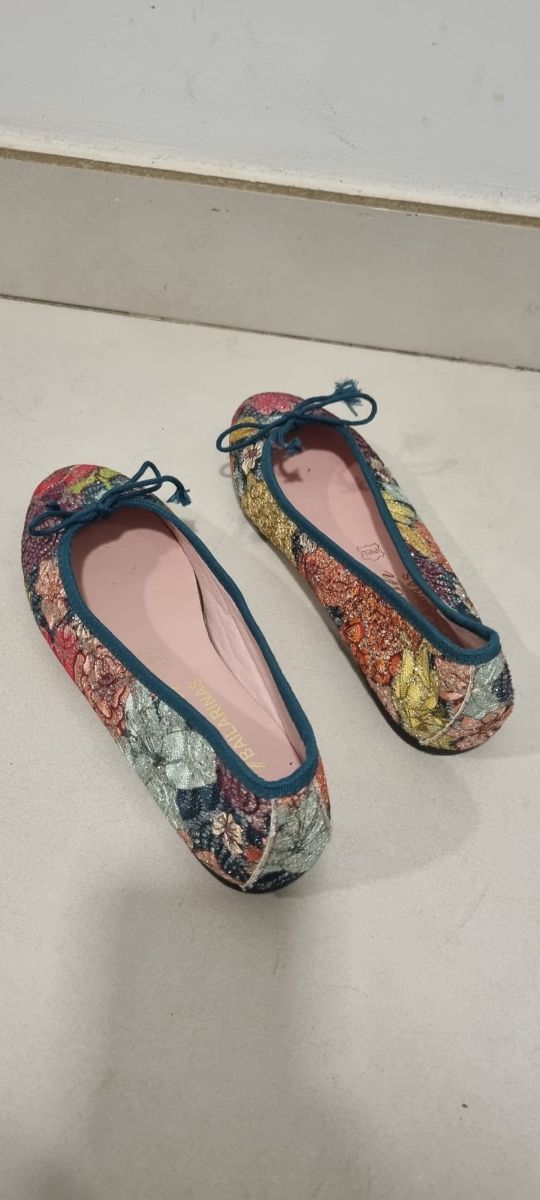 Bailarinas florales con purpurina