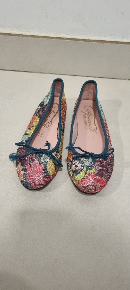 Bailarinas florales con purpurina