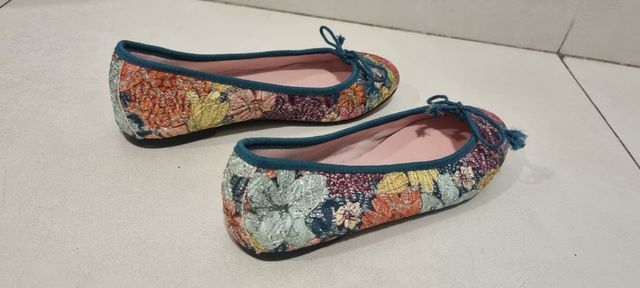 Bailarinas florales con purpurina