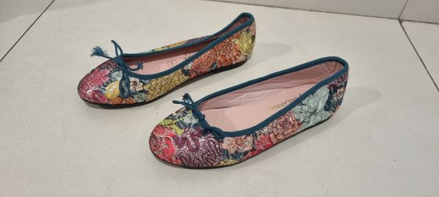 Bailarinas florales con purpurina