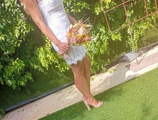 Vestido Novia civil Blanco Encaje Shein Talla S 