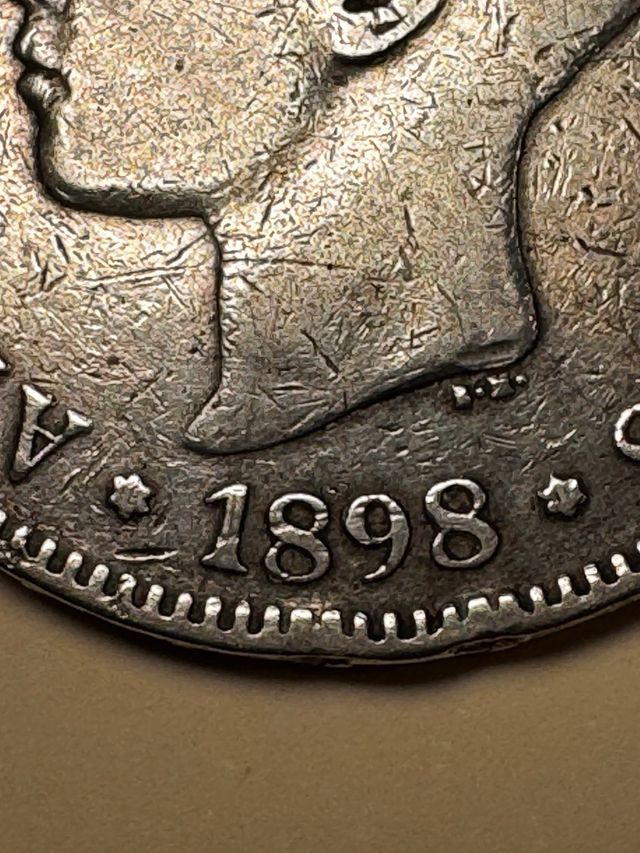 5 Pesetas Alfonso XIII 1898 Plata Original