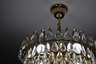 Lámpara de techo cristal lágrimas dorada