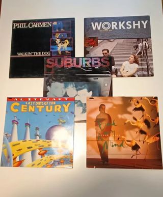 Lote de cinco LPs internacional pop-rock años 80.