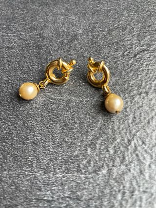 Pendientes Majorica chapado en Oro y Perlas