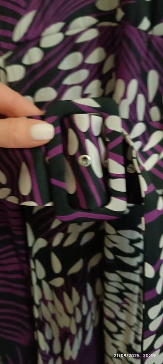 Vestido Sfera Seda Diseño Morado Blanco Negro Tall