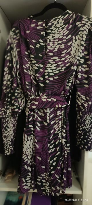 Vestido Sfera Seda Diseño Morado Blanco Negro Tall