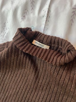 Jersey de punto brillante mujer marrón