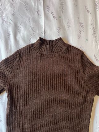 Jersey de punto brillante mujer marrón