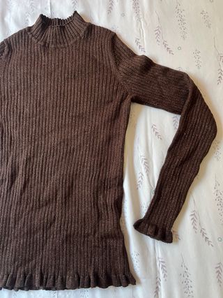 Jersey de punto brillante mujer marrón