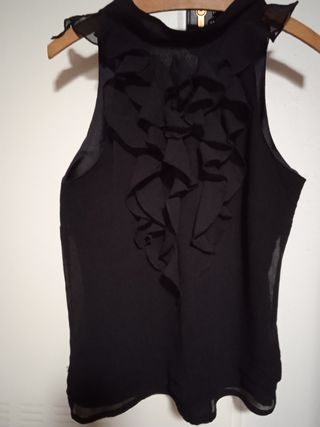 Blusa negra gasa con forro