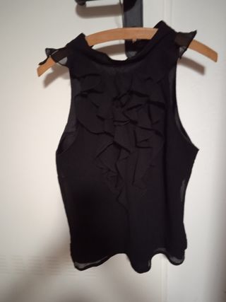 Blusa negra gasa con forro