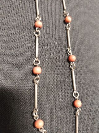 Collar Plata y Coral Rojo