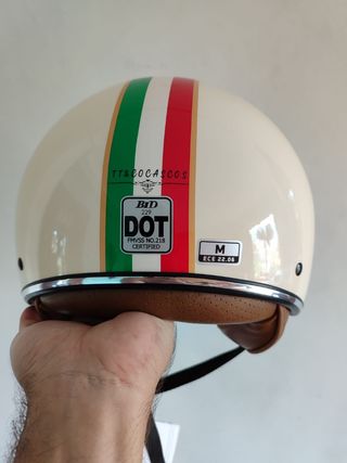 Casco Moto Retro Jet Talla M Tricolor Unisex