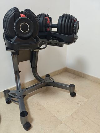 Mancuernas Ajustables 2.5-24 kg Bowflex y soporte