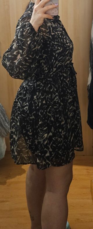 Vestido estampado negro y multicolor