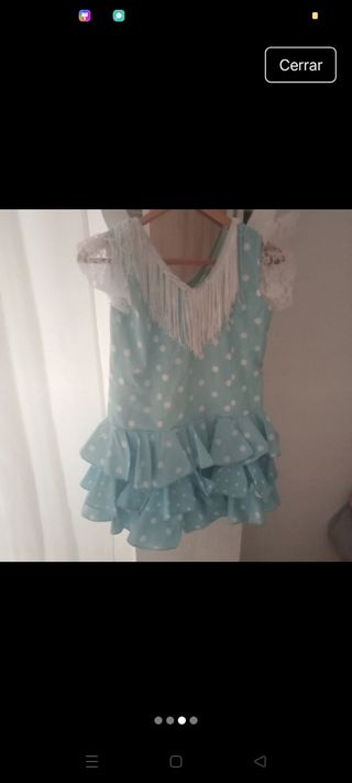 Vestido Flamenca Niña Azul y Blanco