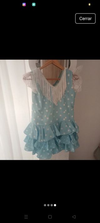 Vestido Flamenca Niña Azul y Blanco