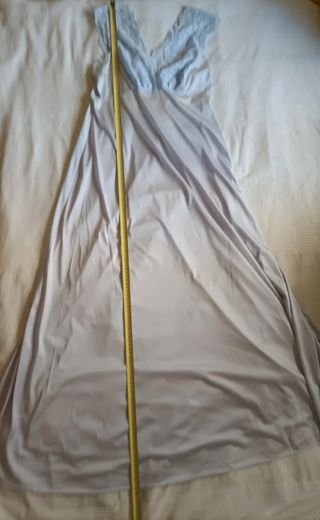 Camisón Vanity Fair largo raso y encaje azul T36