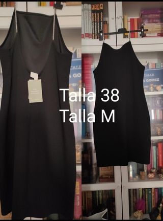 Vestido H&M negro tirantes cristales Talla M