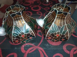 Lámparas Tiffany Vidrieras Marrones y Verde