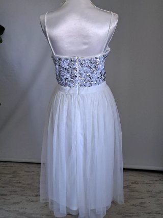 Precioso vestido fiesta/novia plateado y blanco