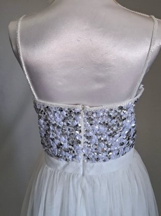 Precioso vestido fiesta/novia plateado y blanco