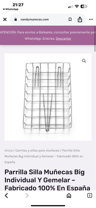 Parrilla Coche Silla Muñecas Reborn