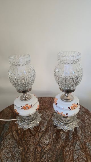 Par Candeeiros Anos 80 Vidro e Cerâmica